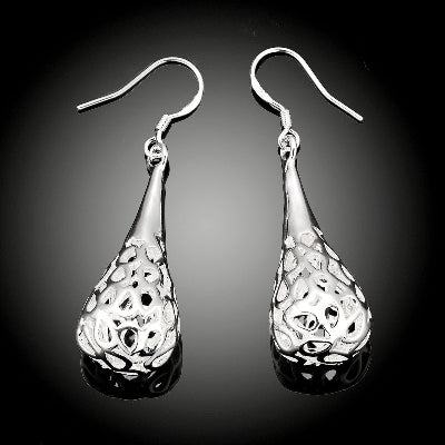 Elegant 925 Stamped Silver Filigree Drop Earrings