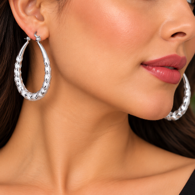 925 Sterling Silver Twisted Hoop Earrings