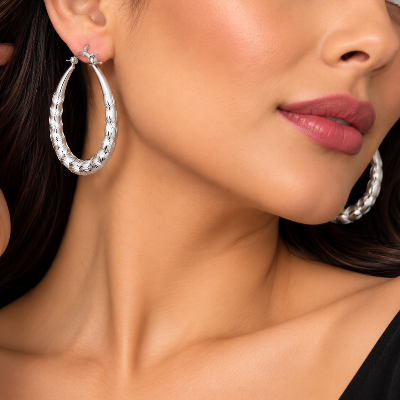 925 Sterling Silver Twisted Hoop Earrings