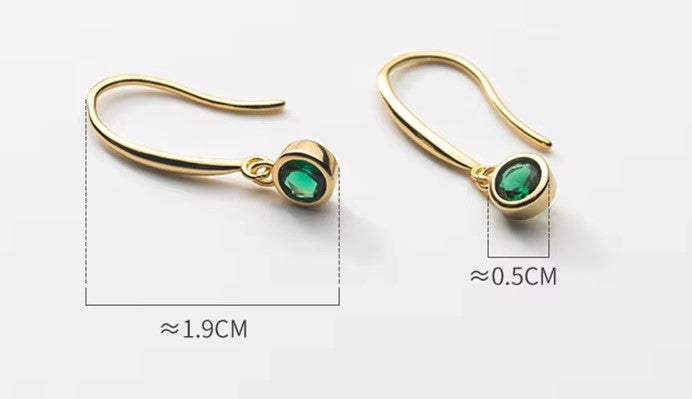 Emerald Green Crystal Gold Plated 925 Silver Earrings