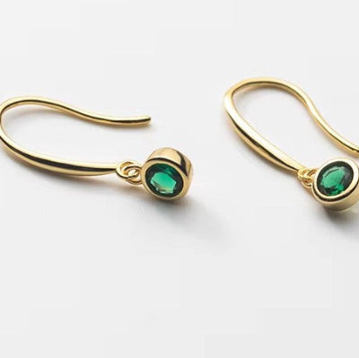 Emerald Green Crystal Gold Plated 925 Silver Earrings