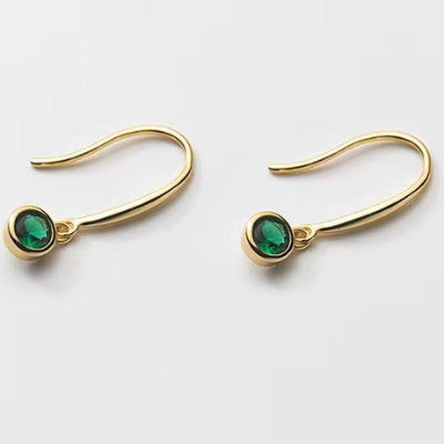 Emerald Green Crystal Gold Plated 925 Silver Earrings