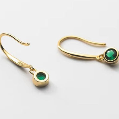Emerald Green Crystal Gold Plated 925 Silver Earrings