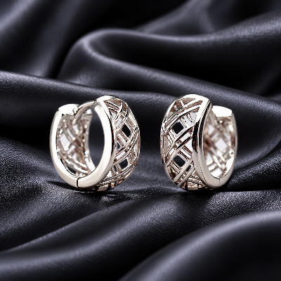 Elegant Silver Crisscross Lattice Hoop Earrings