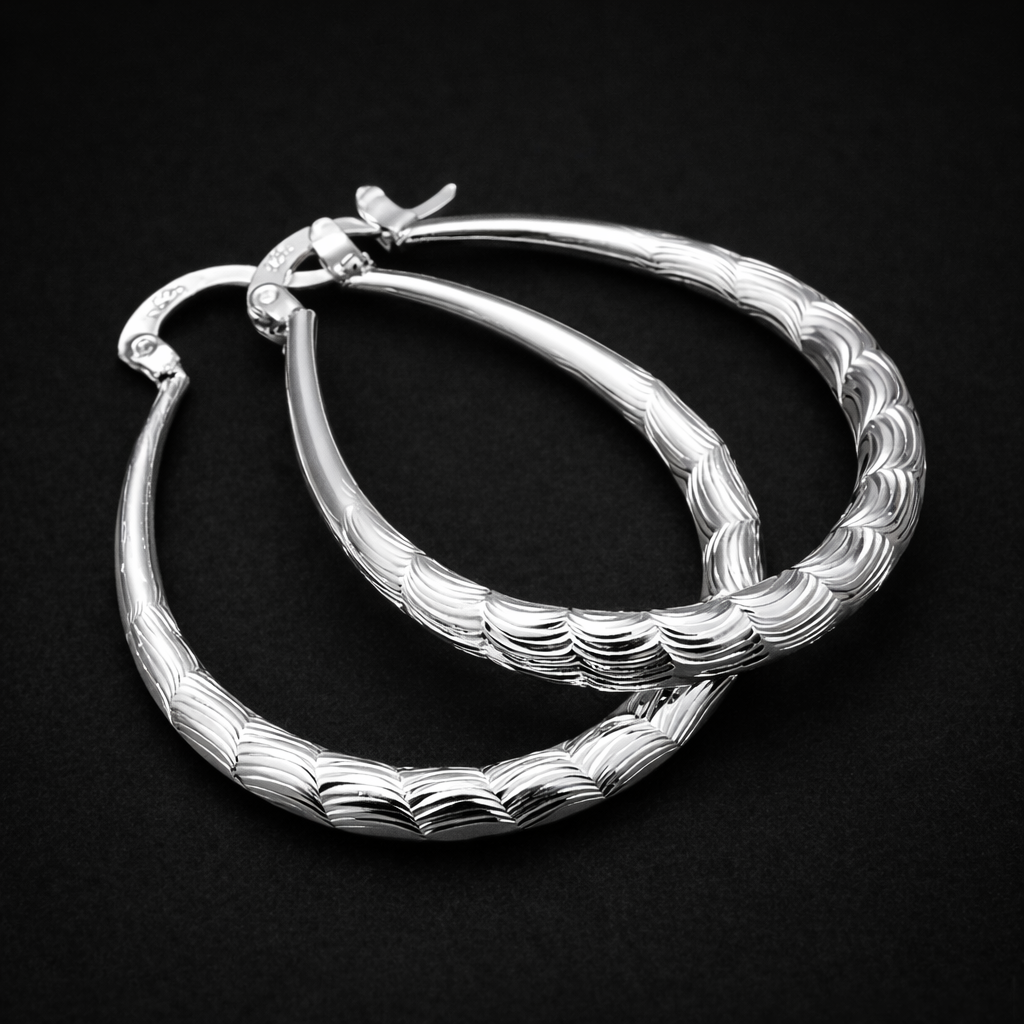 925 Sterling Silver Twisted Hoop Earrings