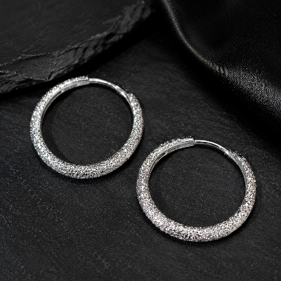 925 silver textured hoop earrings