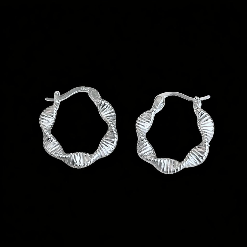 Textured Silver Hoop Earrings