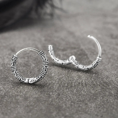 Vintage Look 925 Sterling Silver Hoop Earrings
